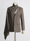 Toloer Shawl Small Suit Autumn 2024 New Fashion Casual Advanced Sense Hollow Suit Jacket Coat Female-Outfit