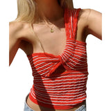 Spring And Summer Explosion Women's Striped Single-Slanted Shoulder Knitted Wool