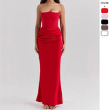 New Red Thoracic Fish Bone Sexy Body Fishtail Fishtail Dress Long Solid Dress
