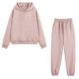 Hoodies Tracksuit Fashion Solid Fleece Oversized Sportswear Jogger Set Winter Long Sleeve Hooded Sweatshirts Suit