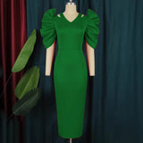 Hollow Slamwn Folding High-Waisted Banquet Event Evening Dress Dress Girl