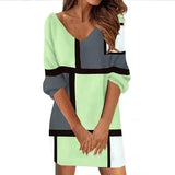 New Fashion Casual V-Neck Print Dress Women's