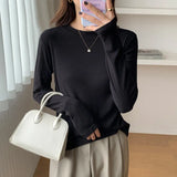 Knitted Semi-High Collar Bottomed Shirt In Autumn And Winter, The New Elastic Soft Waxy Pro-Skin Polished Coat-Outfit