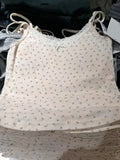 Y2K Cami Top with Lace Inserts and Playful Floral