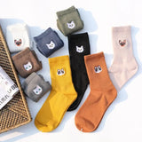 And Dog Pure Cotton Woman Harajuku Cartoon Animal Silver Dollar Manual Embroidery funny Socks & hosiery women Autumn