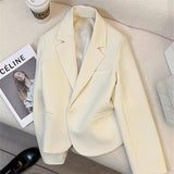 Toloer And Autumn New Fashion Small Web Celebrity Fried Street White Short Suit Jacket Female Simple All-Match Niche Suit-Outfit