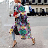 Spring And Autumn Wishebay Long Horn Sleeve Coat Print Loose Wind Coat