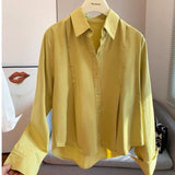 Cotton Short Loose Shirt Women 2025 Spring Dress New Casual Long-Sleeved Small Orange Shirt