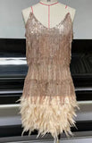 Lysing Shiny Birthday Party Feather Splicing Dress Dress