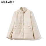 WOTWOY Cotton Liner Winter Leather Jacket Women Thick Windbreakers Casual Loose Warm Padded Coat Female Black Outerwear 2021