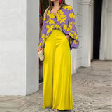 Toloer Women's 2024 Print Shirt Long Sleeves INS Wind Temperament Trousers Fashion Winter Wear