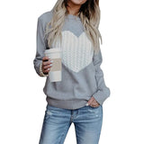 Toloer / Winter Women's Knit Sweater Plus Size Love Knit Long Sleeve Jumper Sweater