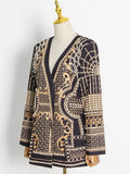 Toloer Small Suit 2024 New Fashion V-Neck Nail Bead Print Long Sleeve High-End Sense Suit Jacket Woman-Outfit