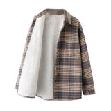 Toloer Thick Hair Coat Women 2025 Autumn And Winter New Shirt Port Loose Long-Sleeved Grinding Lattice Plus Velvet Shirt