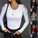 Women Lace Patchwork T-shirt Long Sleeve Turtleneck Skinny Tshirt Autumn Winter Fashion Slim Butterfly Sleeve Solid T Shirt-Outfit