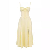 Trendy Girls' Sling Dress In Summer, The New Low-Cut Straps Show A Skinny Medium-Length Skirt.-Outfit