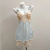 Sexy Pajamas Women Pure Breeze Summer Thin Ice Silk Lace Spring And Autumn Breast Sling Aja Crootype Home