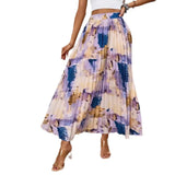 High-End Oil Painting Prints 100-Fold Skirt Fall A Word 100-Fold Skirt
