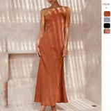 Spring And Summer New Sexy Solid Color Bodyless Sleeveless Back Temperament Dress