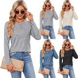 Pure Color Comfort Long-sleeved Button Pullover