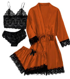 2021 New Ladies Pajamas Four-Piece Sexy Sling Skirt Set Home Lace Pajamas