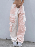 Patchwork Corduroy Cargo Pants-Outfit