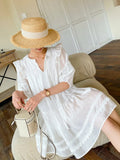New White French Dress Holiday Style Bubble Sleeve Short Skirt Girl Fairy Korean Small Man