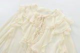 Women's New Bow And Folding Trim Shirt