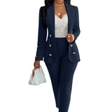 Toloer Hot Selling Sexy Wind Women's Wear For Solid Color Suit Collar Double Breasted Casual Suit Suit-Outfit