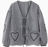 Women's Clothing New Fashion Loose Long-Sleeved Plaid Love With Shirt