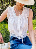 New White Embroidered Small Top Women's French Design Small Design Small Shirt Women's Sleeveless Waistcoat