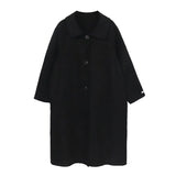 Aachoae Winter Casual Single Breasted 100% Wool Coat Women Solid Color Turn Down Collar Long Jacket Outerwear Ladies