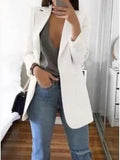 2022 New Solid Color Fashion Casual Suit Collar Long Sleeve Slim Temperament Coat Women Large Size Hot Sale