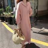 Chic Autumn And Winter Shirt Women's Long Sleeves Loose Korean Version Design Sense Niche Super Long Knee Large Size Shirt-Outfit