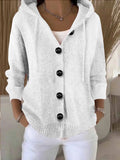 Sheintemu Spring/Autumn Hooded Long-Sleeved Button Sweater