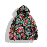 Chinese Wind Northeast Big Flower Hooded Cotton-Padded Jacket Man Thick Warm Cold Cotton-Padded Jacket Coat Rural Festival Cotton-Padded Jacket Coat-Outfit