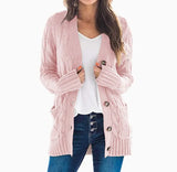 Long Sleeve Size Cardigan Knitted Women's Mid-length