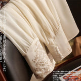 Industry Embroidered Silk Shirt Women's Autumn 2023 New Fungus-Rimmed Mulberry Silk Long-Sleeved T-Shirt-Outfit