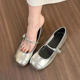 Round Head Light Mouth Mary Jane Shoes Women 2025 New Spring And Summer Word With Flat Bottom Simple Women's Singles Shoes With
