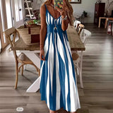 Toloer Summer New Hot Style Casual Slip Print V-Neck Sleeved Dress Dress-Outfit