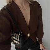 And Winter New Shaped Button Sweater Top Fashion Casual Simple Sense V-Neck