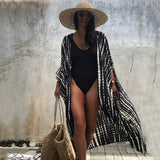 Toloer And White Tie-Dyed Cardigan Beach Dress Bikini Blouse Swimsuit With Cardigan Sunscreen Holiday
