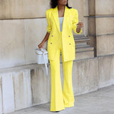 New Solid Color Casual Suit Wide Leg Pants Suit Two