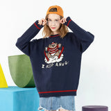 Cartoon Bear Doll Embroidery Sweater Harajuku Retro Style Knitted Sweater Autumn And Winter Cotton Pullover