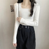 Toloer Collar Bottom Shirt Women's 2023 Autumn Winter New Knitting Low Coltleneck Sweater Short Black Bubble Sleeve Jacket
