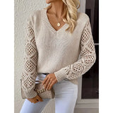 Casual Sweater Basic Thin V-Neck Seven-Sleeve Solid Female Bottoming Shirt Ice Cream