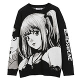 2021 Hip Hop Streetwear Vintage Style Harajuku Knitting Sweater Anime Girl Knitted Death Note Sweater