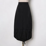 Patchwork Loose Midi Skirt For Women High Waist Colorblock Long Skirts Female Summer Casual Clothing Style New