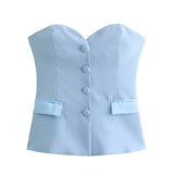 Women's Clothing 2025 Spring New Sexy 4 Color Tight Single-Breasted Breast Small Vest + Short Skirt