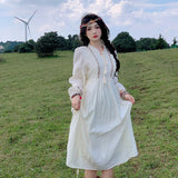 Retro Embroidery Dress Yunnan Travel Holiday Ethnic Wind Sunscreen Dress Autumn Long Sleeves-Outfit